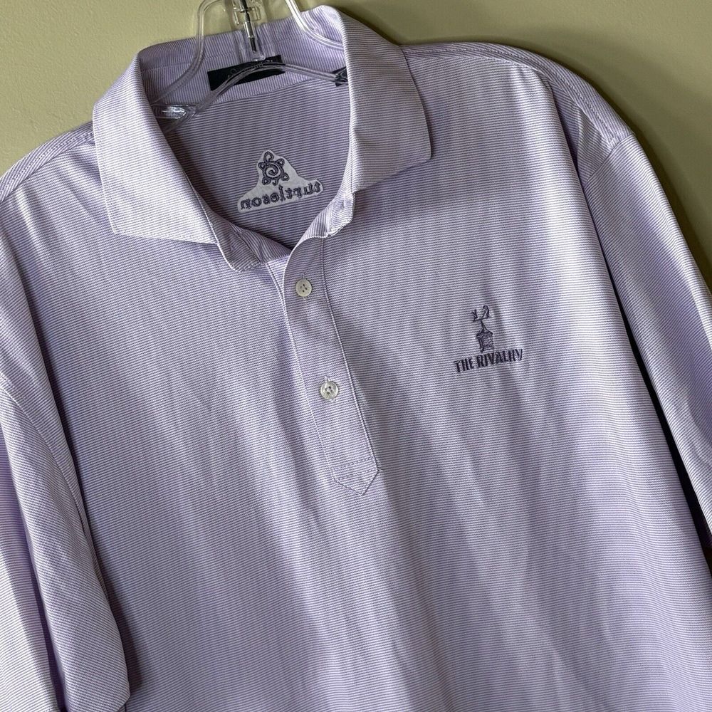 Turtleson Polo‎ Shirt Mens Large Purple Stretch Performance Golf The Rivalry